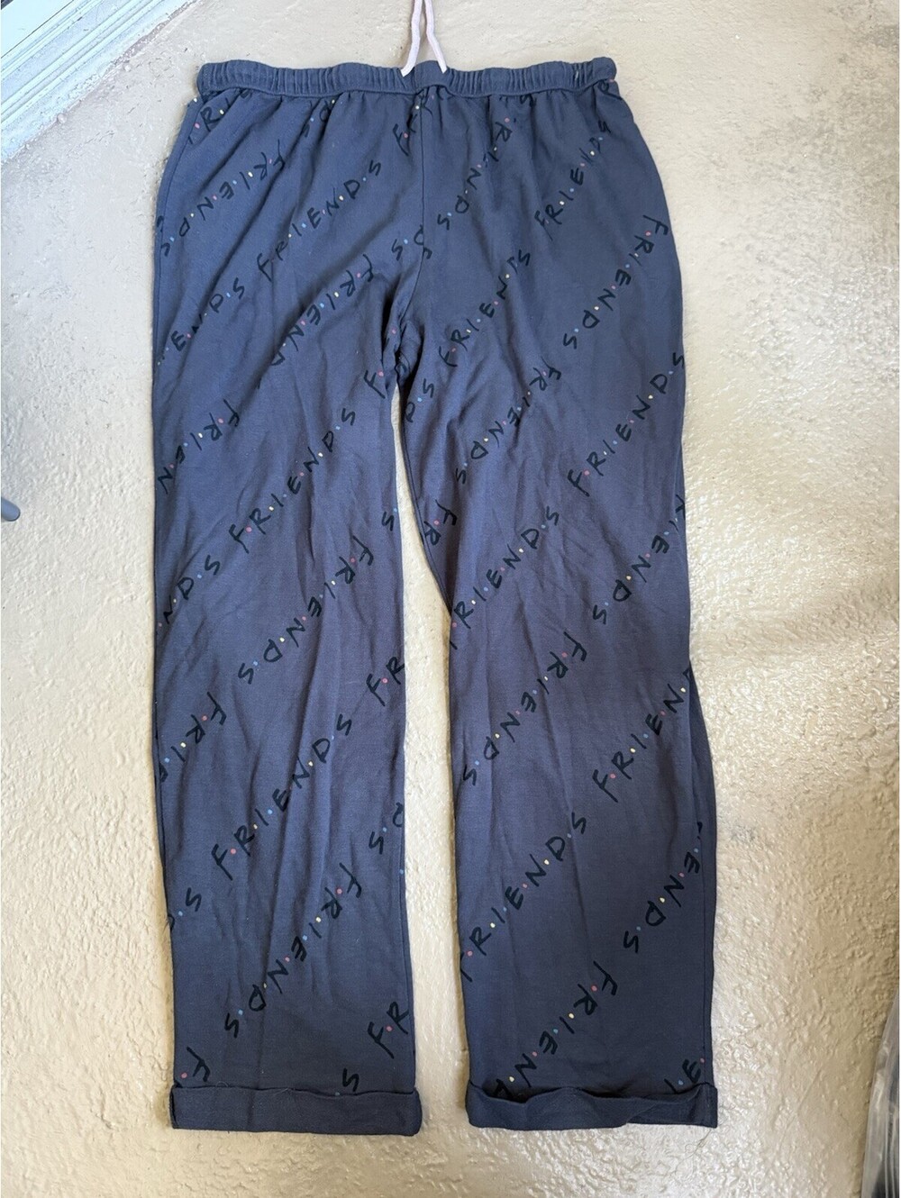 Friends Dark Grey Sweatpants Pajamas PJsLOGO Size XL